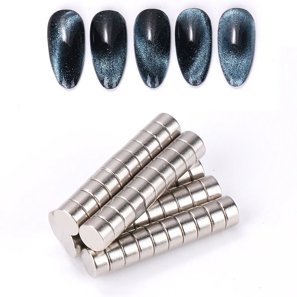10/50pcs Cat Eye Nail Art Magnets, Low Allergy Magnetic Manicure Tools, Manicure Supplies, Diy Manicure, Perfect Metallic Accessories for Nail Design, Pedicure & Nail Care