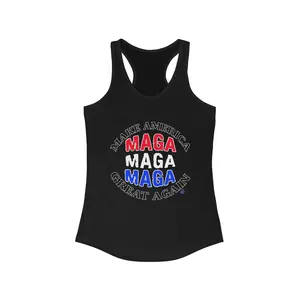 Women's Racerback Tank Top, Ladies Apparel, MAGA, Make America Great Again, Trump 2024, POTUS.