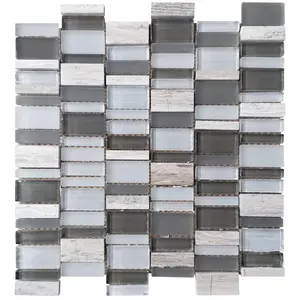 12 x 12 in Mosaic Tile with Mix Color and Glossy & Frosted Finish