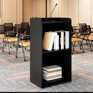 Podium Stand Portable with Wheels, Floor Stand for church, meetings, debate with large storage area,