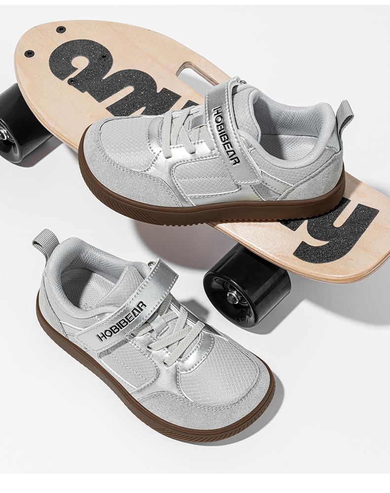 HOBIBEAR Spring/Autumn Kids’ Wide-Toe Casual Sneakers, Versatile Velcro Closure, Breathable Woven Upper