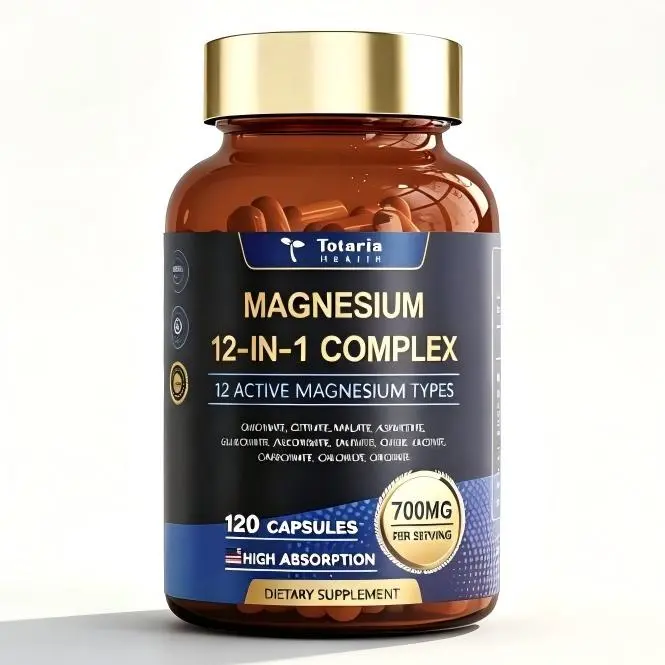 3Piece  12-in-1 Magnesium Complex 700mg - Supplement with Glycinate Citrate Malate Oxide Taurate Aspartate Orotate, Vegan Capsules for Muscle, Heart, and Relaxation Support 12-in-1 magnesium complex Healthcare Dietary vitam