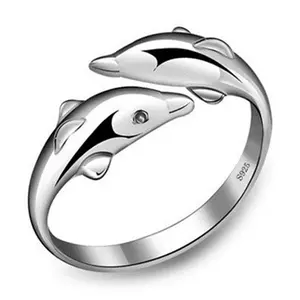 Explosions Happy Double Dolphin Love Opening Ring Adjustable Ring Female