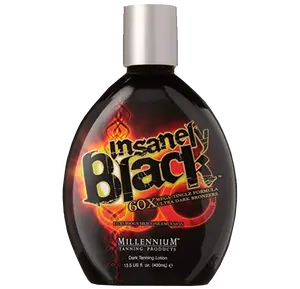 Millennium Tanning Insanely Black 60X Mega Tingle Dark Tanning Lotion 13.5 oz Ultra Dark Bronzing Formula with Aloe Vera Shea Butter & Caffeine - Body Care Self Tanner Flawless Bronze