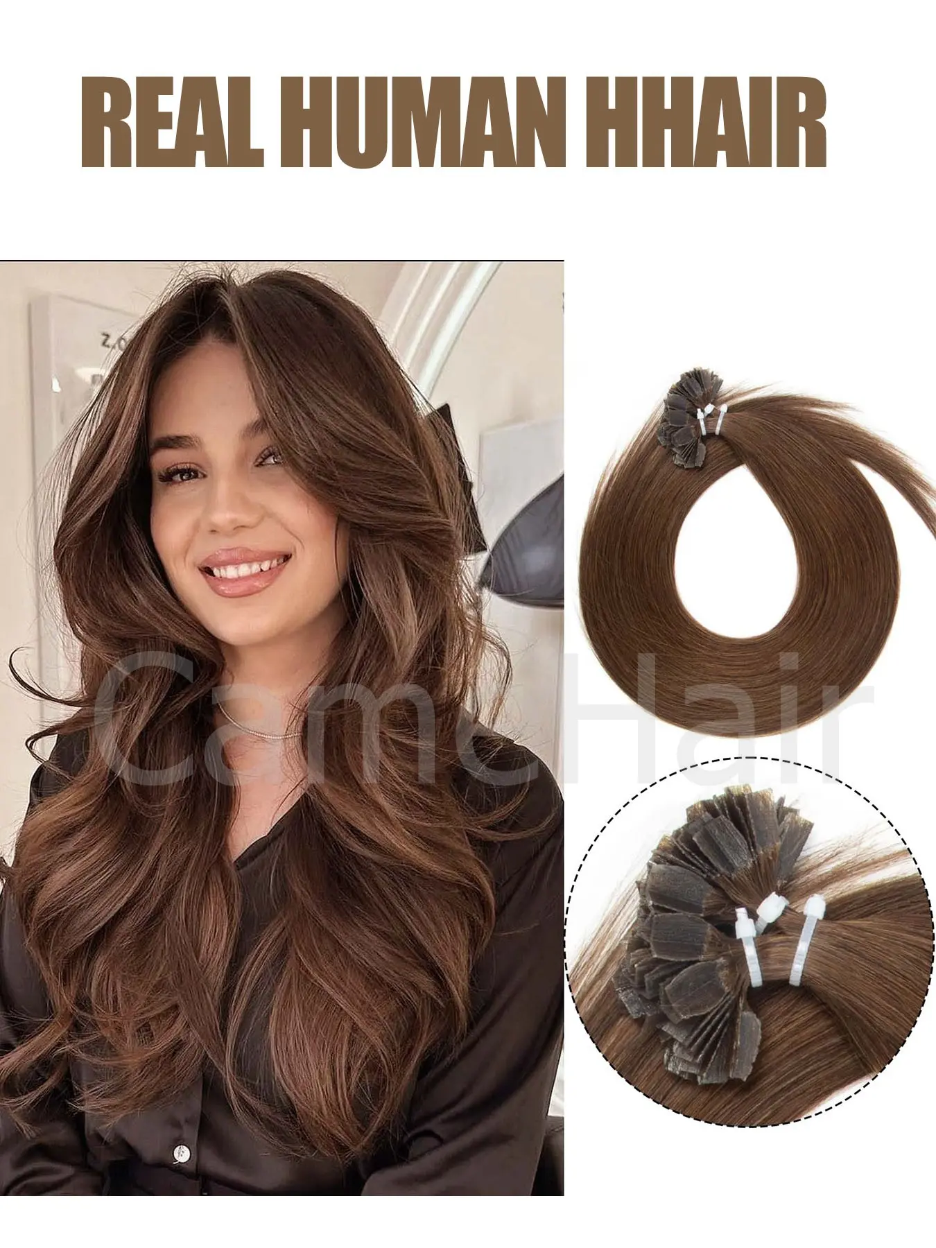 50Pcs 30G A Pack Ktip Human Hair Extensions K Tip I Tip U Tip Hair Extensions Human Hair Keratin Real Human Hair Extensions for a Fuller Look for woman darkest brown to brown jet black natural balck and blonde for Halloween Christmas party