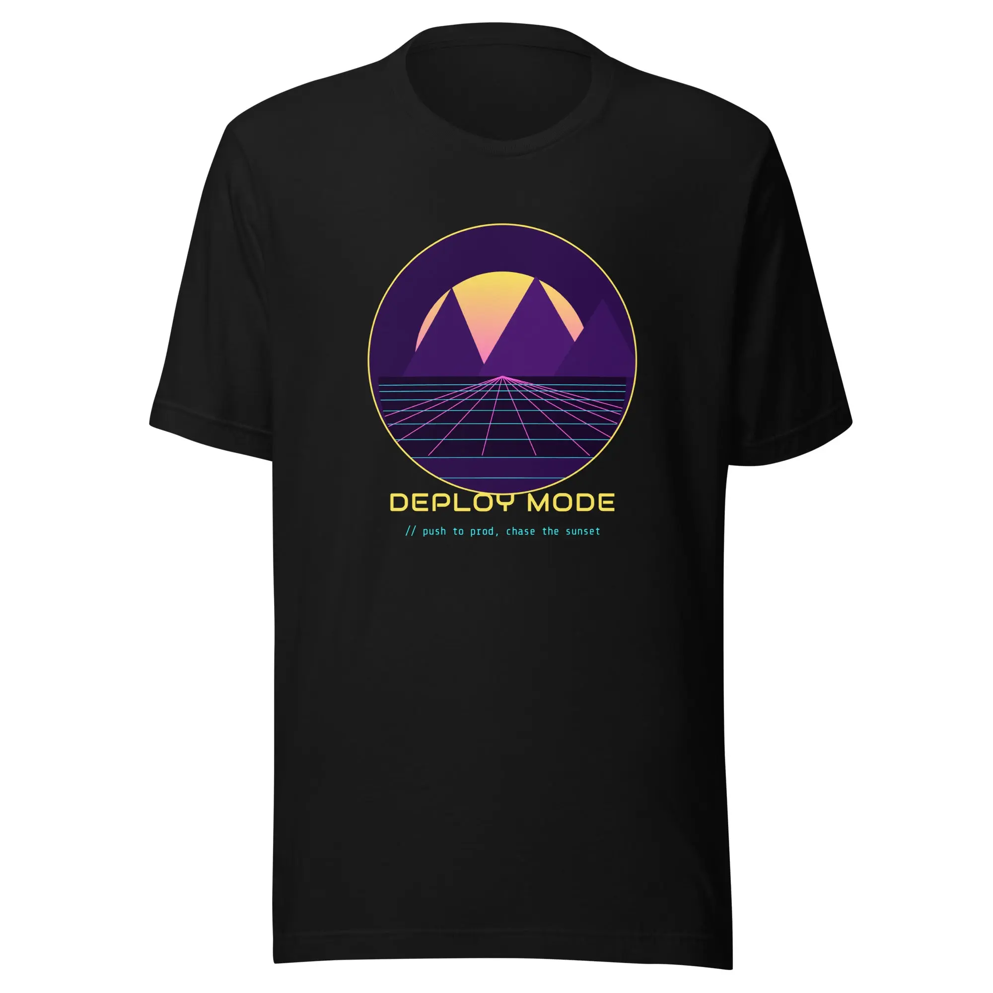 Deploy Mode | Funny Synthwave Programmer Developer T-Shirt