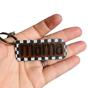 Mama Keychain - Engraved Initial Charm Personalized Gift