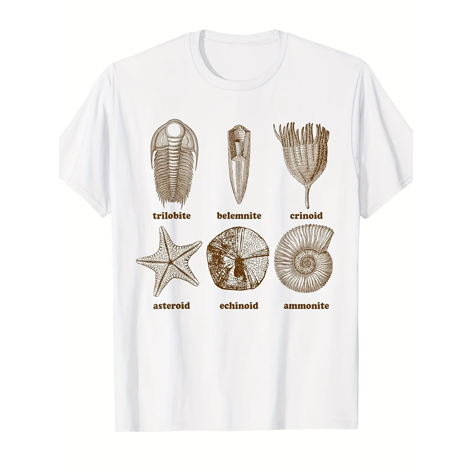 Men's  Women's Ammonite Fossil Graphic T-Shirt - R unisex soft cotton short sleeve t shirt, vintage graphic casual tee for men women teens, perfect birthday holiday gift for camping travel gym daily street  wear