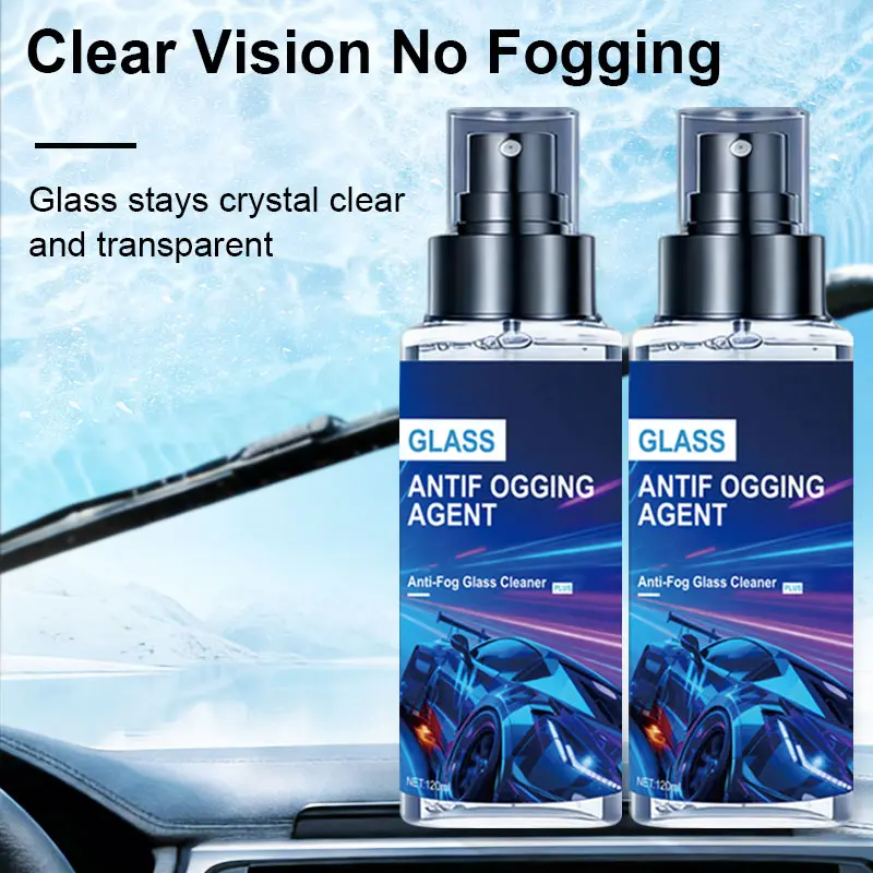 2 Pack Anti Fog Spray for Car Windshield & Mirrors, 120ML x2 Long Lasting Defogger Treatment, Clear Vision Anti Fog Solution for Auto Glass, Helmet Visors & Eyeglasses