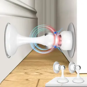 Door Stoppers 2 Pack, Stainless Steel Door Stops for Wall and Floor Mounting, Door Holder Keep Door Open, No Drilling Door Stop with 3D Adhesive Tapes, White