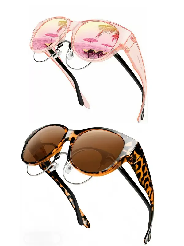 Women's Oversized Square Over Glasses Sunglasses 2Pcs Polarized