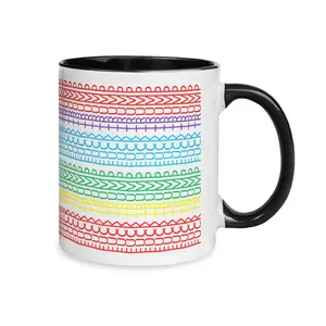 11oz Rainbow Ceramic Mug, Microwave Safe, Daily Coffee Cup for Office & Home Use