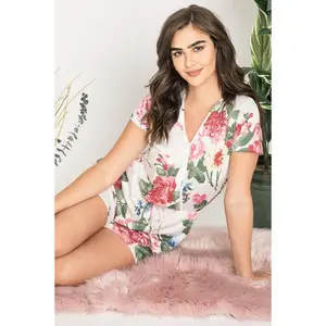EG fashion Surplice Drawstring Floral Romper