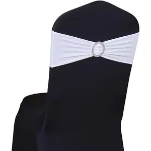 Pack of 50 Spandex White Chair Sashes for Wedding Stretch Chair Bows Bands for Party Birthday Bridal Shower Engagement Christmas Events Decorations (White)