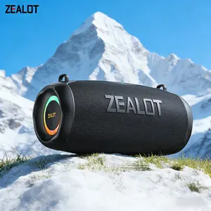 ZEALOT IPX6 All-Weather Outdoor Bluetooth Speaker, 50W Wireless, HIFI Stereo Sound, Bass Subwoofer, EQ Customization, RGB Lights, Carry Strap, Long Battery for Camping Beach Pool Travel