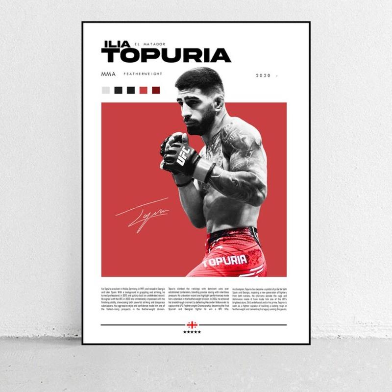 MMA Fighter Poster Set: Sean O'Malley, Nate Diaz, Ilia Topuria, Alex Pereira, Israel Adesanya, Max Holloway
