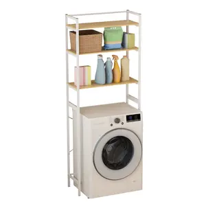Medium Over Washer and Dryer Shelves, 3-Tiers Bathroom Storage Shelf, Washing Machine Storage Utility Rack, Laundry Room Storage and Organizer Standing Shelf 3-Tiers Bathroom Storage Shelf,