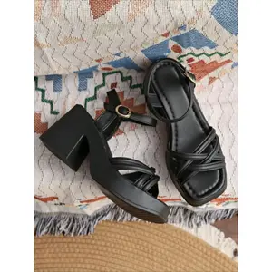 Women's Fashionable Cross Strap Heeled Sandals, Casual Comfortable High Heel Sandals for Daily Wear, Trendy All-match Platform Sandals for Women & Girls, Walking Shoes, Classy Sandal, Elegant Fashionable SandalsGift