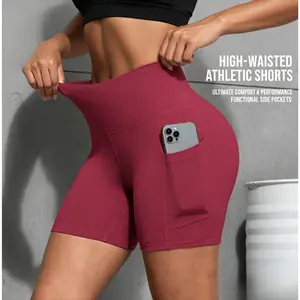 High Waisted Biker Shorts for Women with Pockets, Butt Lifting Tummy Control Yoga Workout Shorts