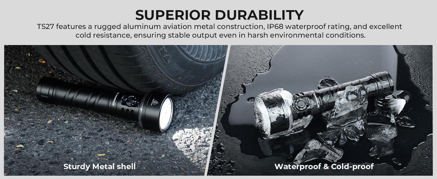 Wurkkos TS27 Multi-functional Outdoor Flashlight 3200 Lumens Dual Light Source RGB Ambient Light 15000mAh Battery Camping Long-Range