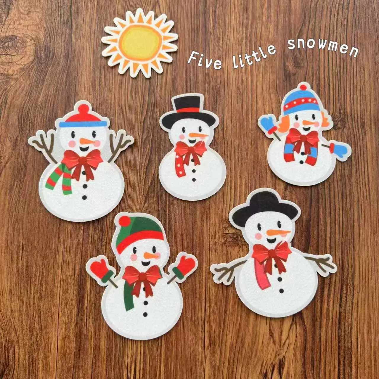Five Little Snowman Felt Board Rhyme Interactive Play Props, Early Education Materials for Kids, Educational Toy for Preschoolers
