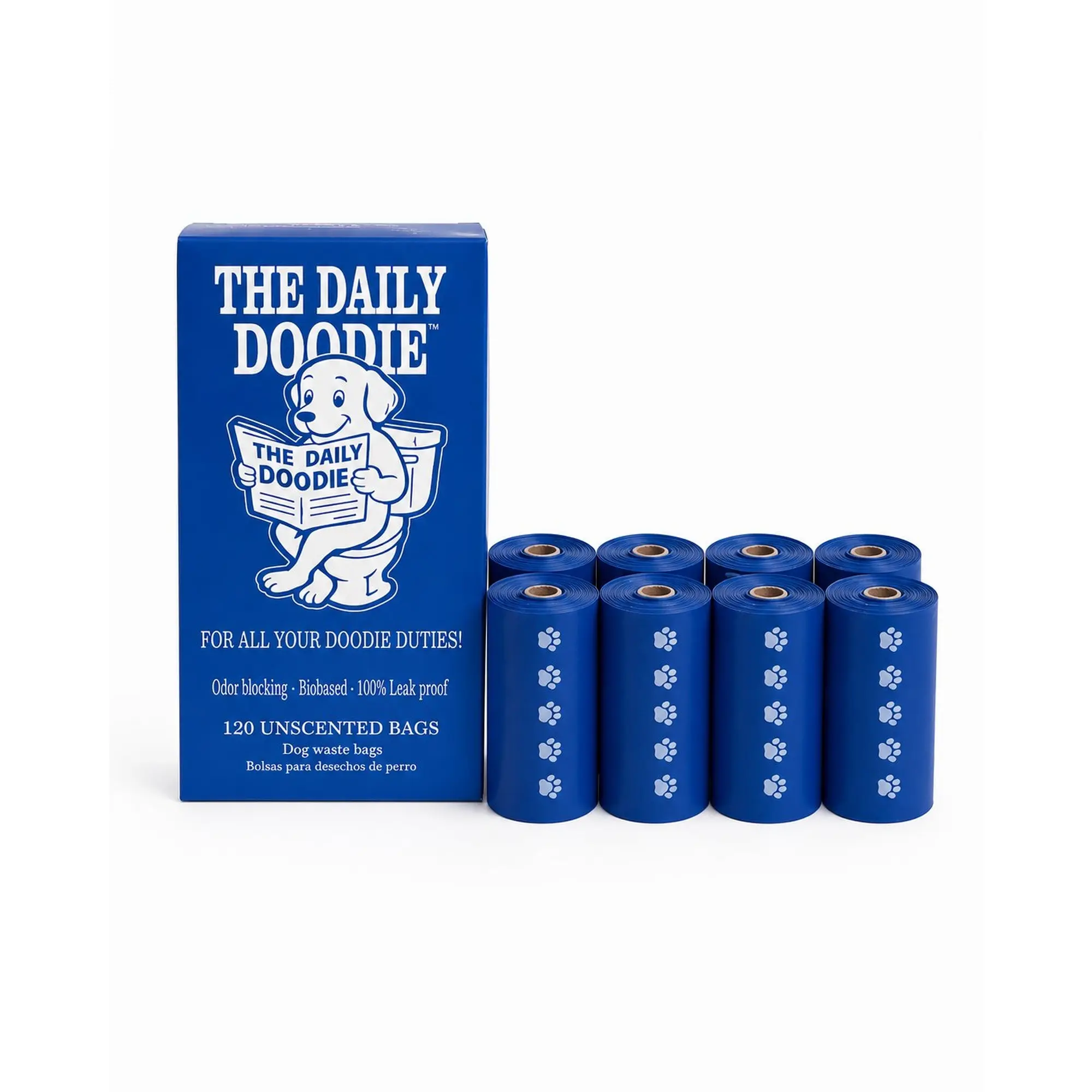 The Daily Doodie Compostable Dog Poop Bags | Extra Large 9x13 Leak Proof Plant-Based Bags | TÜV Austria HOME Certified | Hypoallergenic | 120 Count 8 Rolls