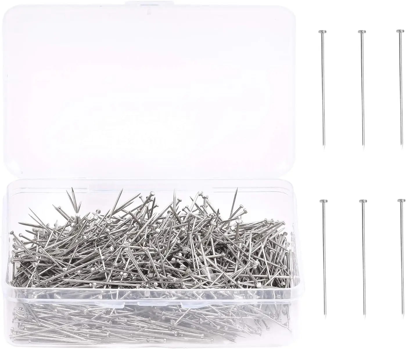 1000PCS Fine Straight Pins, Durable Stainless Steel Dressmaker For Sewing with Plastic Boxes, Flat Head, Satin Pins for Jewelry Making, Sewing Crafts, Sewing Accessories And Supplies, Clothing Pin Set
