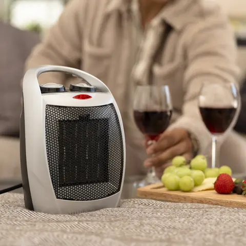 R.W.FLAME Corded Portable Ceramic Space Heater - Home Appliances, Desk-Size Heating, 750W/1500W, 3 Modes (Heat/Fan, Fan-Only), Ceramic Elements, Safe ETL-Certified, Auto Off, Manual Thermostat, Compact 6.2"x4.74"x8.4" Design