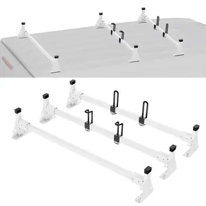VEVOR Trailer Ladder Rack, 54" 3 Crossbars Ladder Roof Rack, Heavy-duty Steel Van Roof Ladder Rack, 800 lbs Capacity Van Ladder Rack with Straps, Fit for Ford Transit 150, 250, 350, 2015-2022