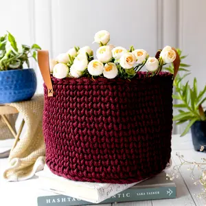 Versatile Crochet Storage Basket | Handmade Multipurpose Organizer | Eco-Friendly Home Decor | Yarn Craft Container for Living Room, Bedroom, Bathroom