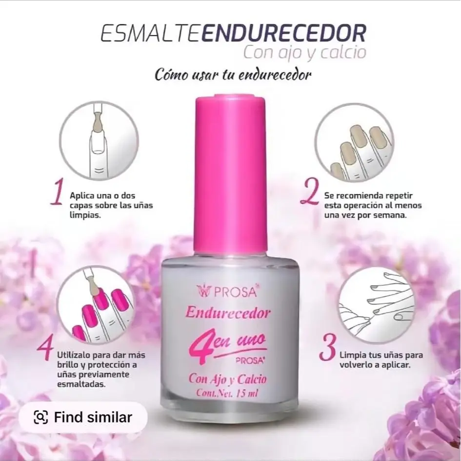 Prosa Nail Hardener 4-in-1 Endurecedor with Garlic &Calcium 0.5fl oz Fortifying Formula for Strong Healthy Nails