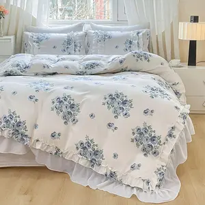 Floral Print Duvet Cover Set, 1 Count Duvet Cover & 2 Counts Pillowcase without Filler, Soft Comfortable Bedding Set for Home Bedroom, Washable Covers