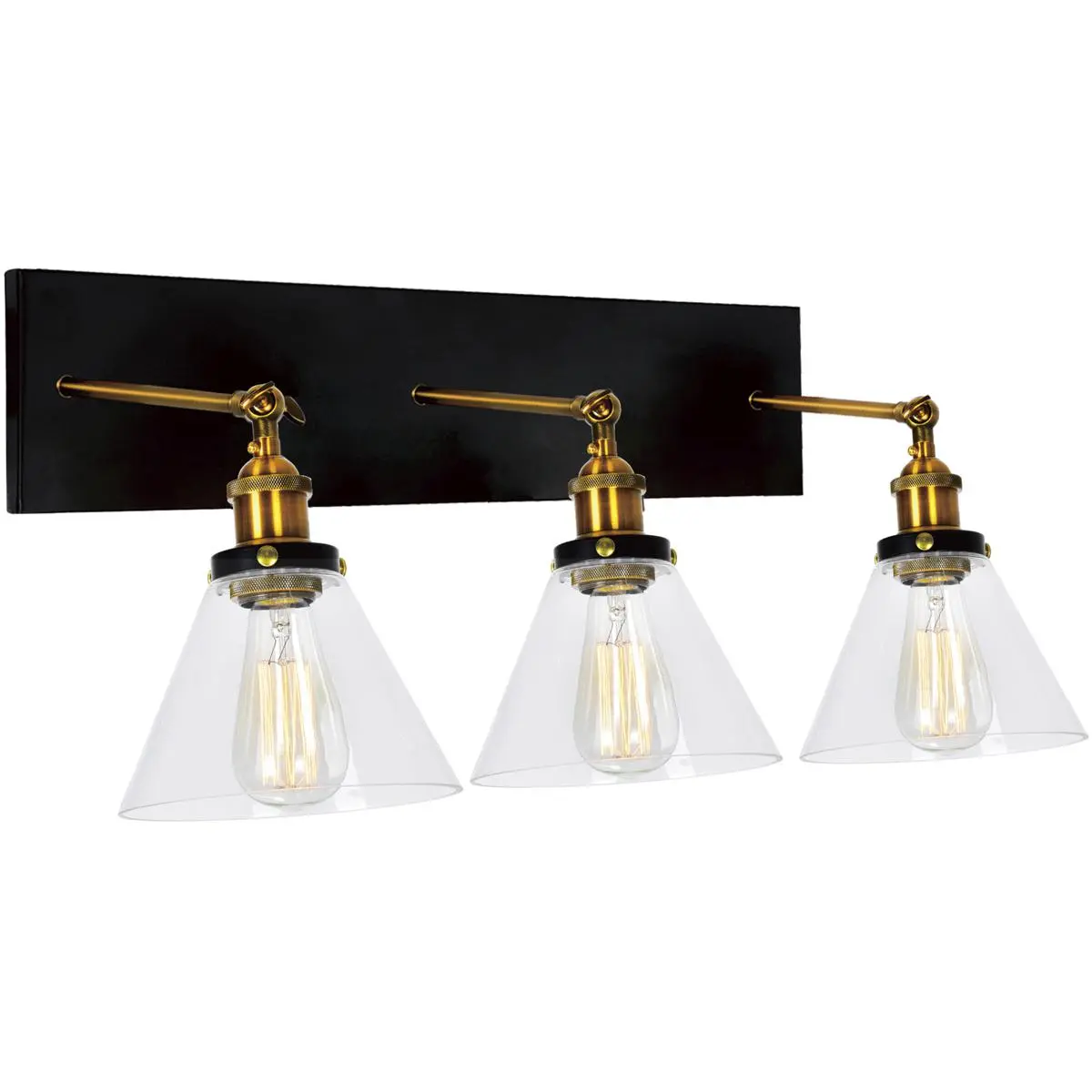 CWI Lighting Eustis 3 Light 24 inch Black and Gold Brass Wall Light 9735W24-3-101