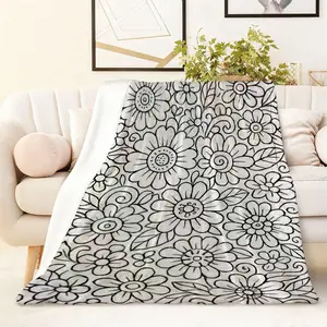 1PC Nordic Style Hand-painted Floral Pattern Blanket Floral Print Blanket Thick Warm Coral Fleece Cozy Throw Blanket for Living Room Sofa Bedroom Bed Office Naps All Seasons Multi-size Soft Comfortable Skin-friendly Easy to