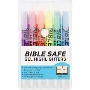 U.S.   Gel Highlighters, 6 Pack, Neon Fluorescent Colors -  Safe, No Bleed, Fade or Smear