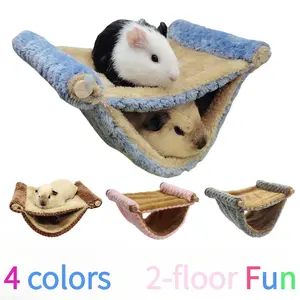 Small Animal Hammock, Double-Thick Plush Warm Bed, Hanging Tree Nest for Hamsters