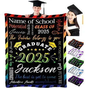 Personalized College Graduation Gifts Custom Colorful 2025 Graduation Decorations Customized College Graduation Gifts, Custom Graduation Blanket 2025