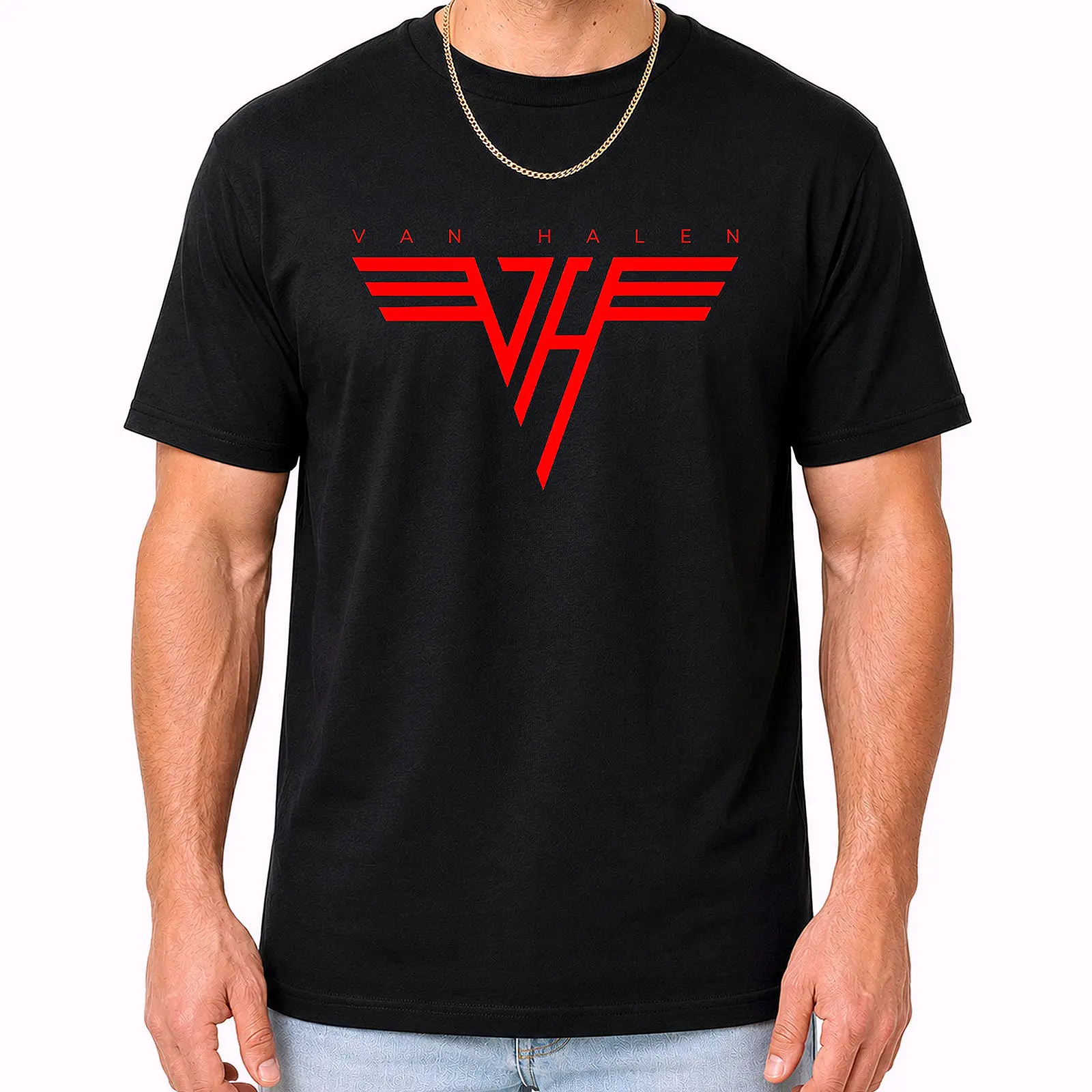 Van Halen Red Logo T-Shirt – Classic Rock Band Graphic Tee, Pure Cotton Fabric Crew Neck Short Sleeve Unisex Casual Streetwear Trendy Top