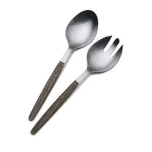 Gray Acacia Wood  2pc Serving Set