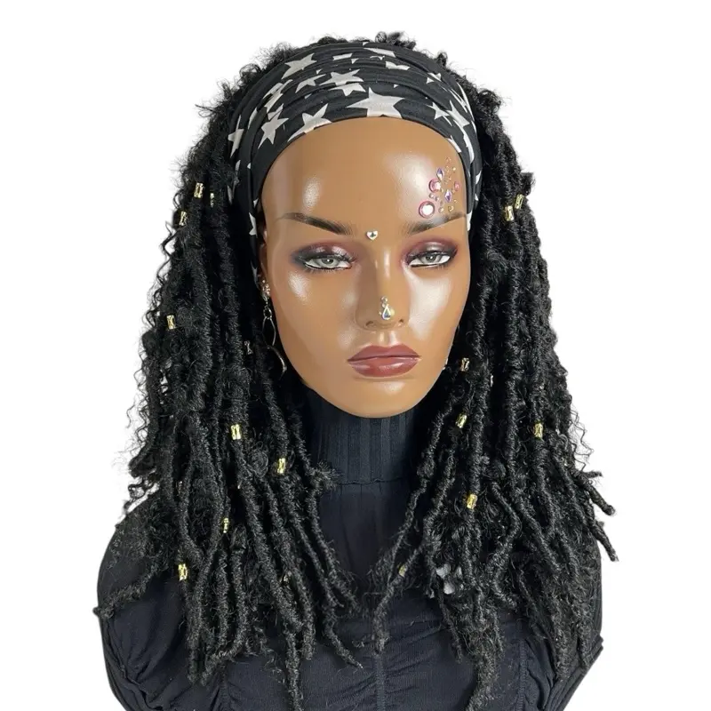 Headband Wig Boho Goddess Loc Distressed Curly Dread Locs Wigs For Black Women