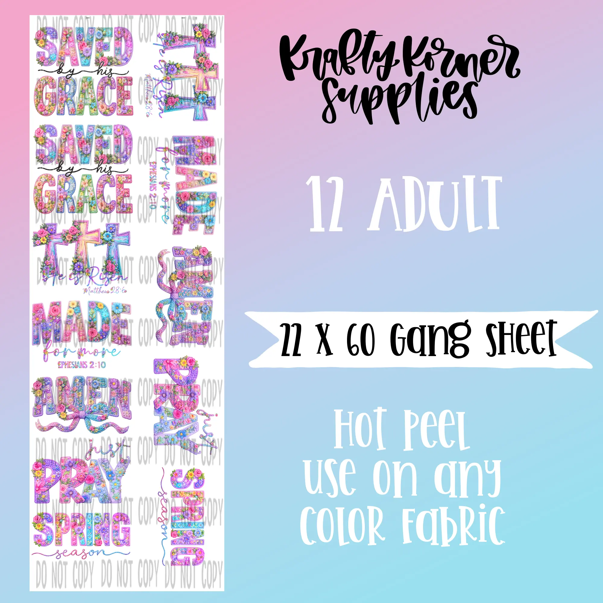 Christian Spring - Transfer Gang Sheet, 22 x 60