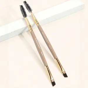 2pcs Double Head Eyebrow Brush Set, Makeup Brush Kit, Makeup Tools with Soft Fiber, Easy Carrying, Brush for Travel, Perfect for On-The-Go Use