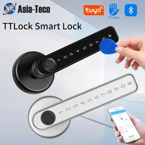 Smart Lock 5-In-1 Electronic Keyless Biometric Door Lock, Supports Tuya APP, Bluetooth-compatible Compatible, Fingerprint and Password Dual Security, Easy Installation Home Safety Lock