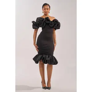 COCKTAIL HOUR PUFF SLEEVE MIDI DRESS