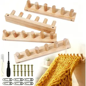 4-Section 48" Chunky Knitting Blanket Loom, Adjustable Wooden Hand Knitting Loom Kit for Beginners, No ,Foldable Chunky Yarn Loom for DIY Blankets, Scarves & Rugs, Ideal  for Craft Lovers
