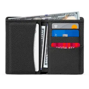 Otto Angelino Bifold Leather Wallet, Passport Style, ID, Bank Cards, Cash, RFID Blocking