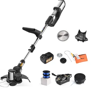 Electric Weed Wacker Cordless 20V Electric Weed Trimmer Battery Powered Brush Cutter, 3 in 1 Cordless Grass Trimmer Edger Lawn Tool with 1Pcs 4.0Ah Battery, Edger for Yard Garden