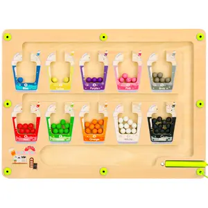 Children's Toy Wooden Magnetic Maze Digital Edition Color Matching Counting Logical Thinking Puzzle Early Education Game Suitable for Gifts for Babies Over 3 4 5 Years Old