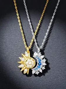 Sun Moon Shine Dainty Elegant Necklace Sweater Chain Clavicle Design Accessory, High-End Gift for Friends Bff Couples, Perfect Present