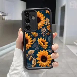 TPU Phone Case Compatible with GalaxyS24 Ultra S25 Plus S23 S22+ Creative Sunflower Pattern Pocket-Friendly Shockproof Silicone Protective Soft Smartphone Casing